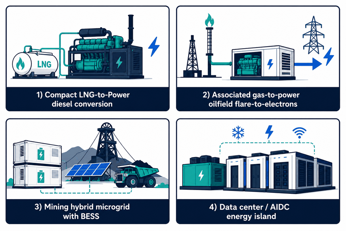 Four LatAm LNG-to-power scenarios: diesel conversion, associated gas, mining microgrids and data center energy islands