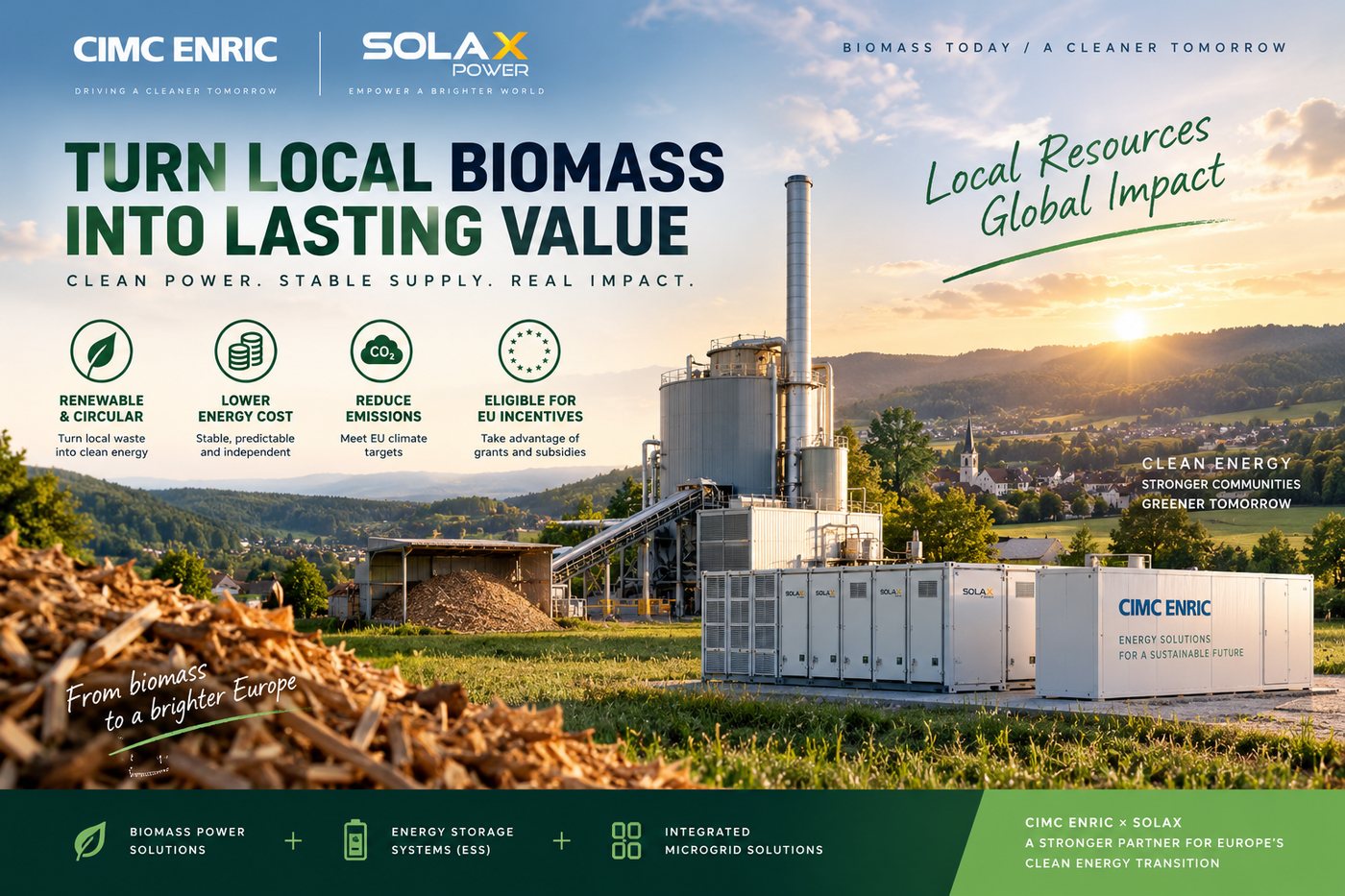 Turn local biomass into lasting value: biomass power, energy storage and integrated microgrid for Europe