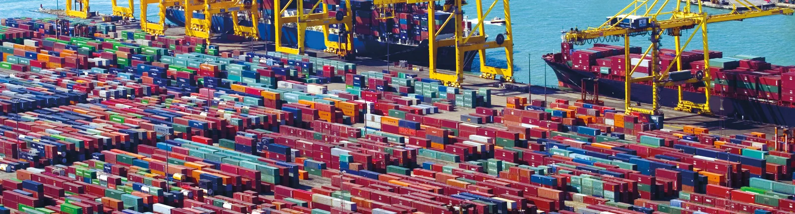 Finance business page imagery · illustrative port photo: CIMC Group